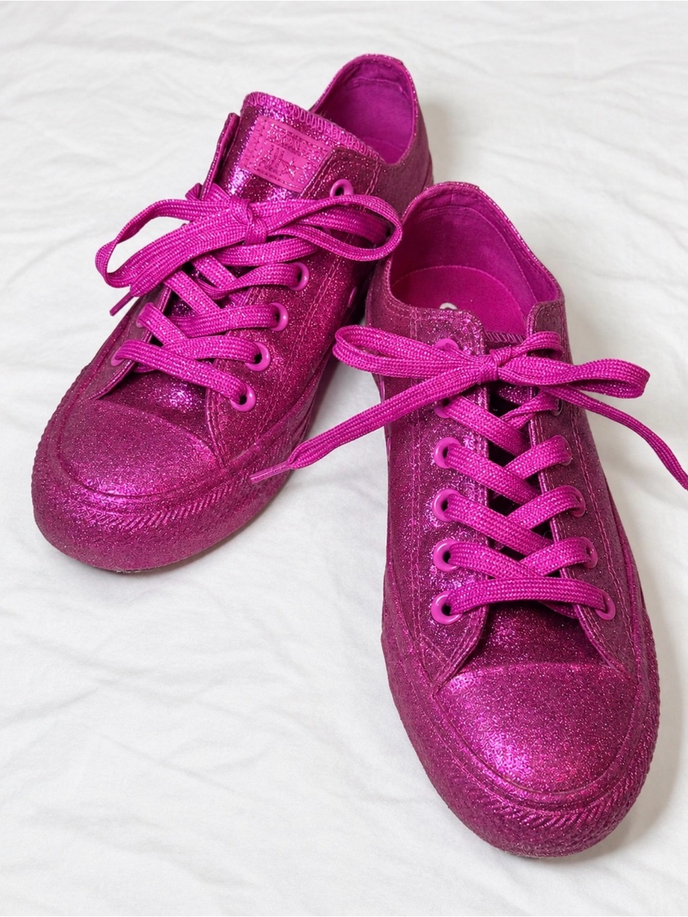 Converse All Star HotPink/MagentaGlitter Sneakers Women’s Size 7 Sparkly Low Top